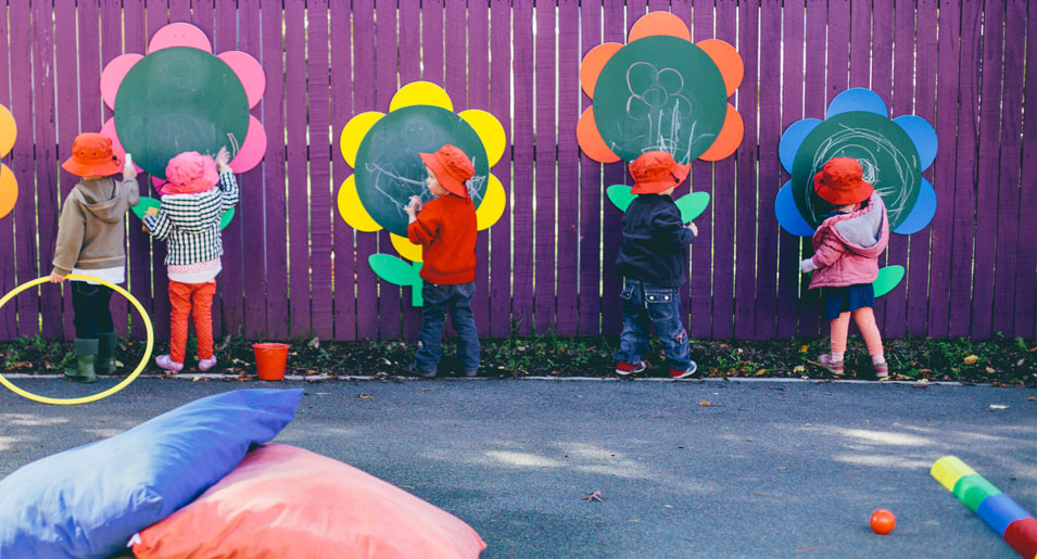 Children at chalkboards